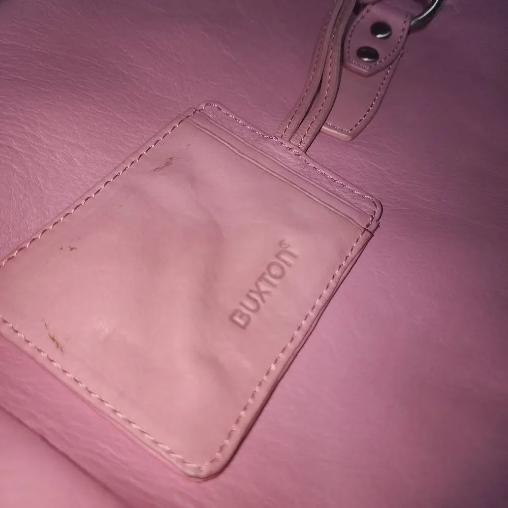 BUXTON EUC PINK XL MADISON LEATHER BUSINESS TOTE BAG